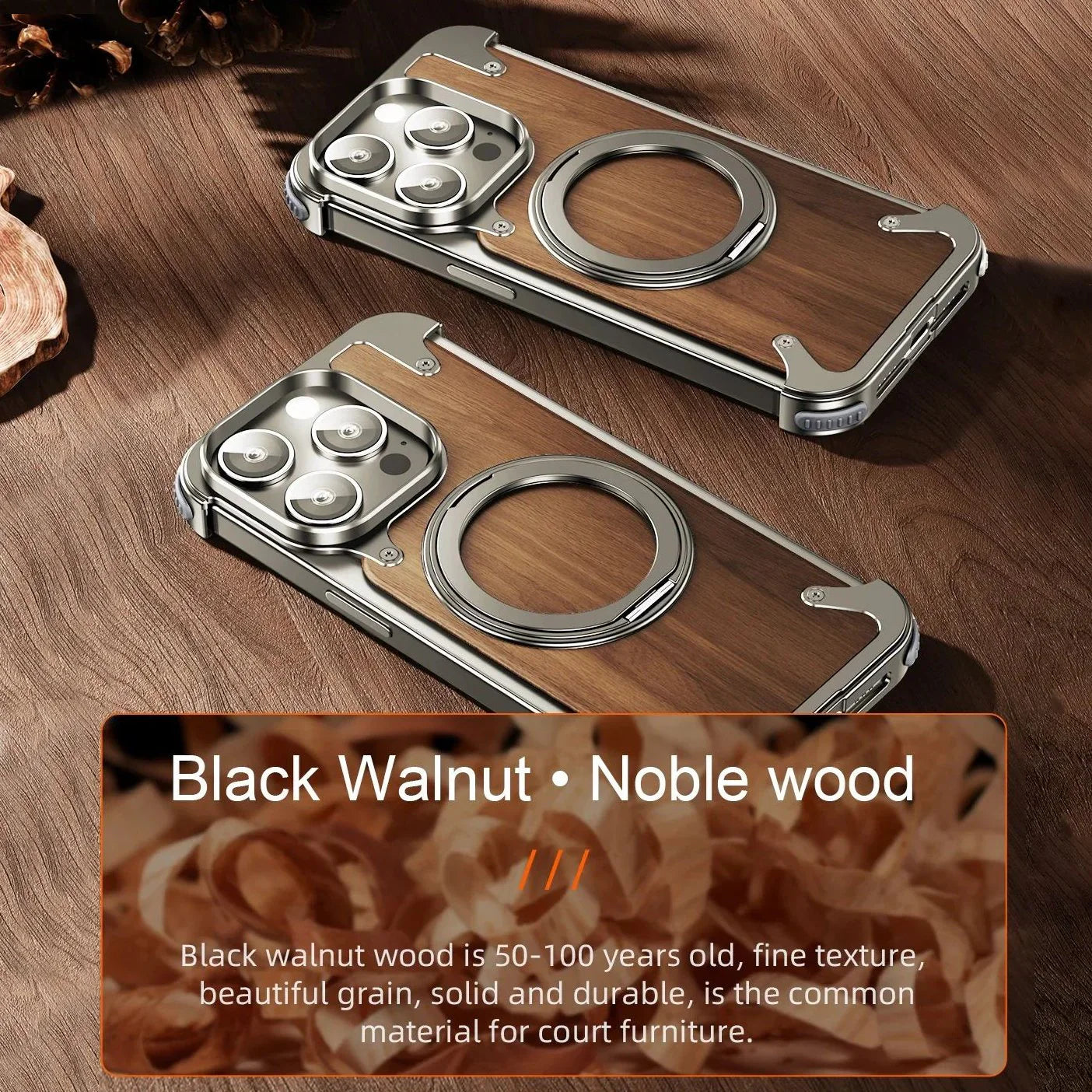 Luxury Wooden Metal Case For iPhone