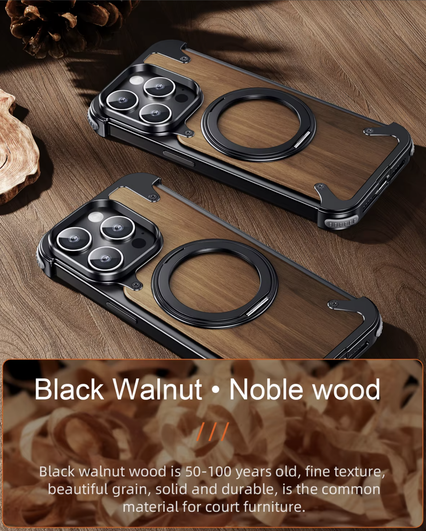 Luxury Wooden Metal Case For iPhone