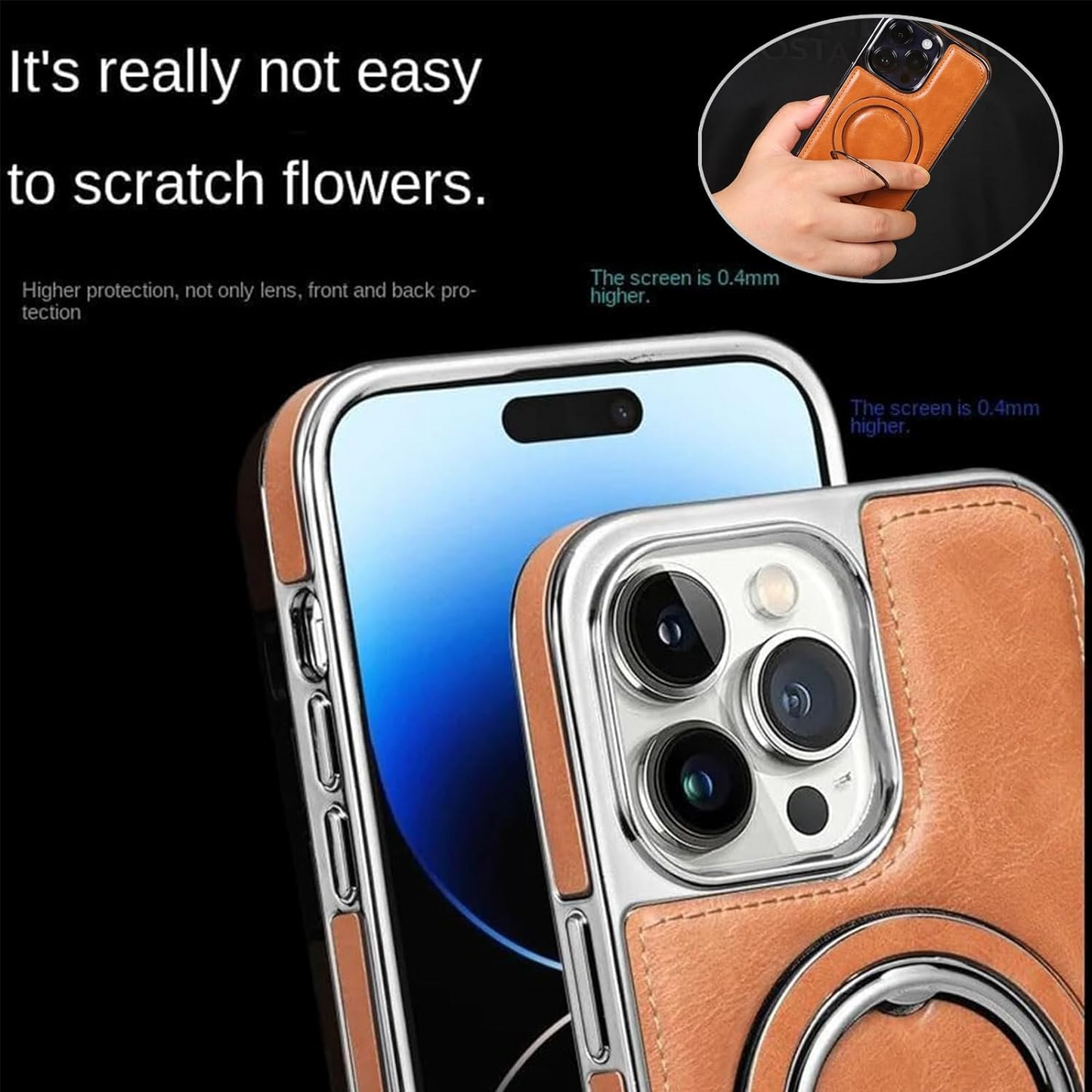 Luxury Leather Case with Invisible Stand  for iPhone