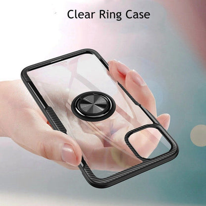 iPhone 12 Shockproof Transparent Metallic Ring Holder Case